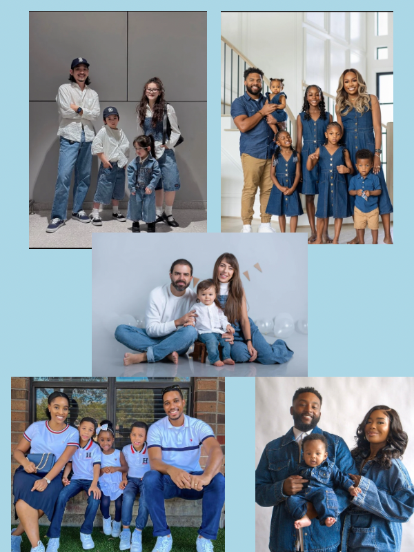 family-wearing-denim and white-outfit