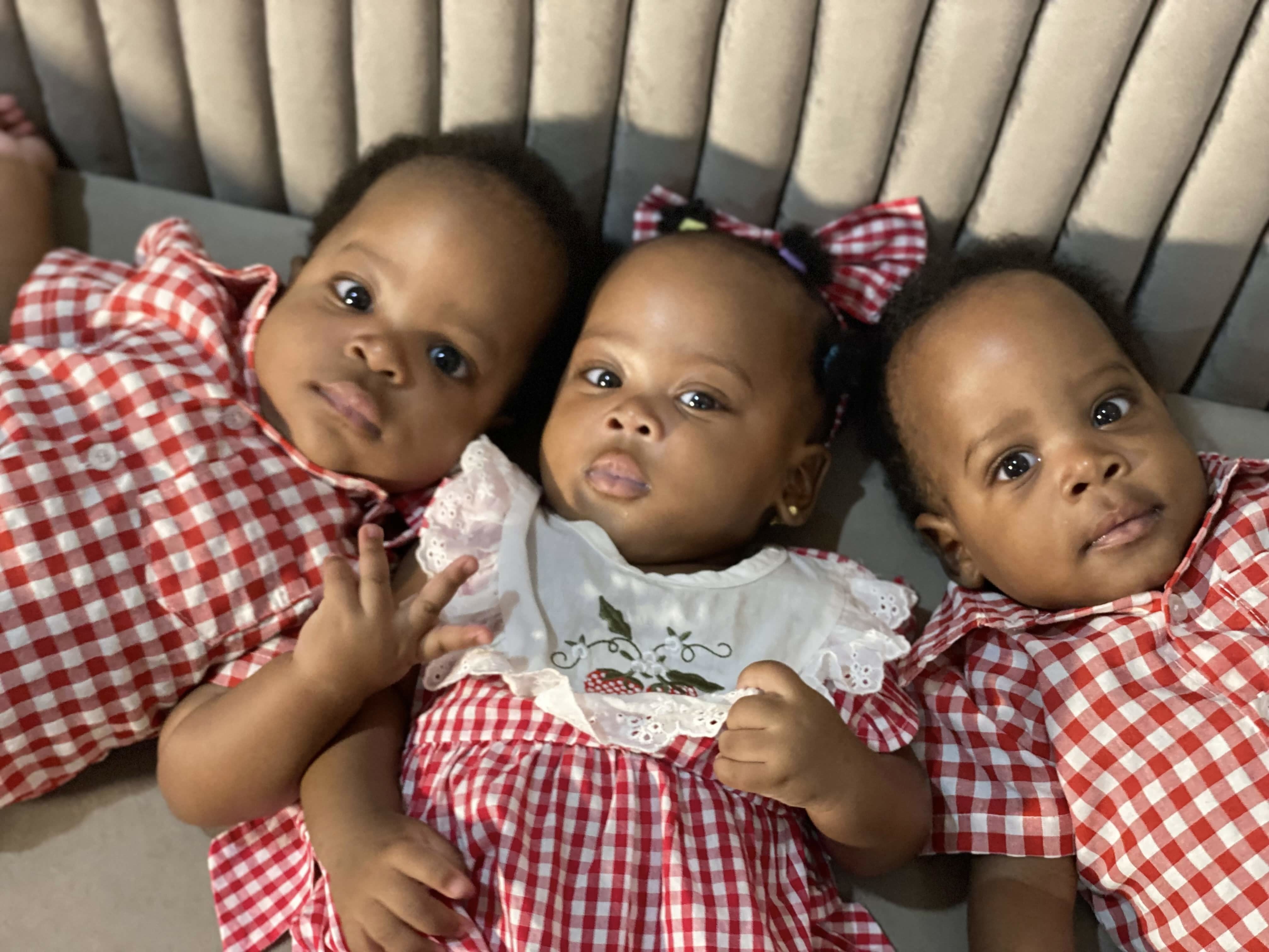 triplet babies.two boys and a girl